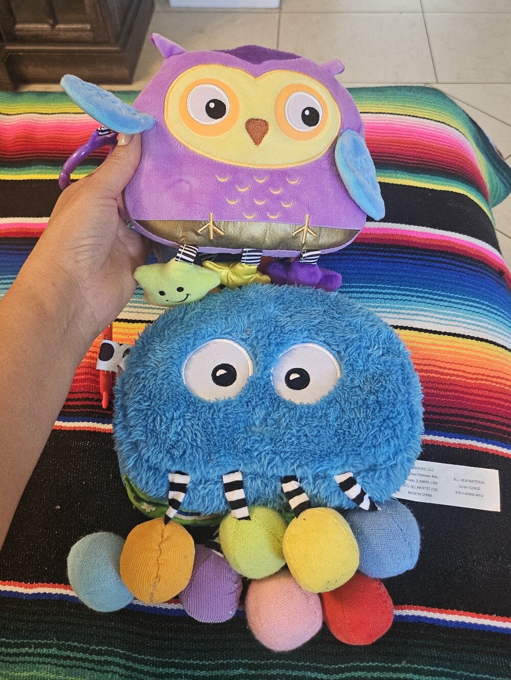 Lot of 2 Kidsbooks Plush Sensory Activity Baby Books (Owl & Spider)